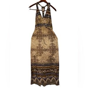 Shoreline Tan and Brown Halter Sundress
